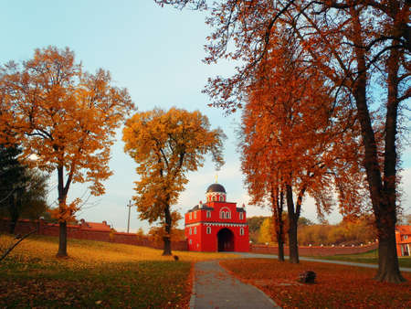  path to the entrance to the monastery in the forest の写真素材