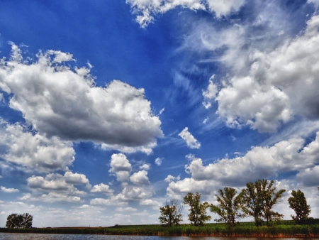 Sky above riverの写真素材