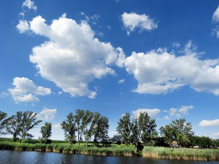 Clouds above lakeの写真素材