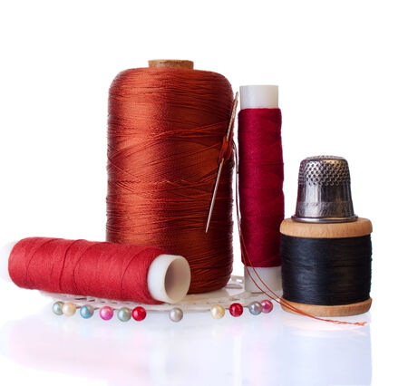 Group of Items for Home Sewing, Isolated on White