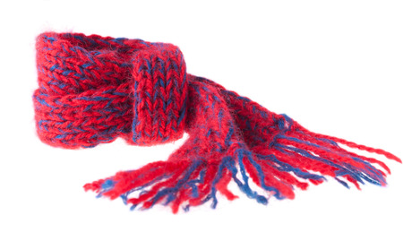 Little Knitted Scarf, Knotted, on the White Backgroundの写真素材