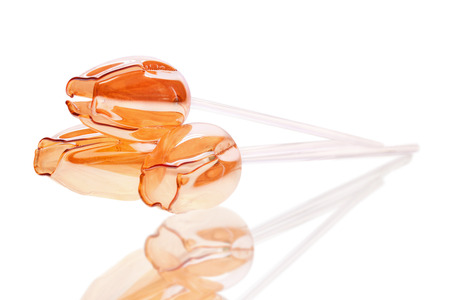 Glass Bouquet of Tulips, Reflecting on the Surfaceの写真素材