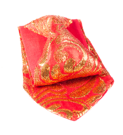 Bright Brocade Tie with Golden Embroidered Patternの写真素材