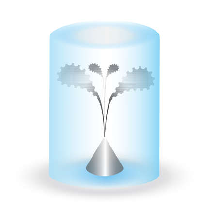 Metal Flower Under Semitransparent Blue Cover. The Interpretation of Protected or Conservated Innovation.のイラスト素材