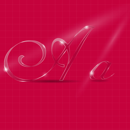 Shine Transparent Glass Italic Letters A on the Color Backgroundのイラスト素材