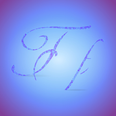 Letters F in Italics Style Placed on the Color Background and Filled with Polygonal Patternのイラスト素材