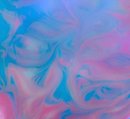 Abstract Blue-Pink  Background Made with  Paint, Shampoo, Glass and Paper and as  Waving, Twisting Shapesの写真素材