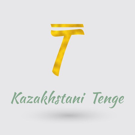 Symbol of the Kazakhstan Currency with Golden Texture.のイラスト素材