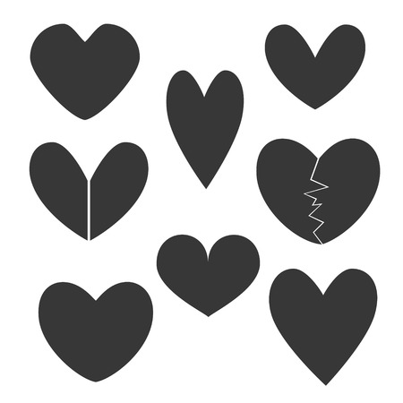 Set with Dark Gray Heart Icons.のイラスト素材