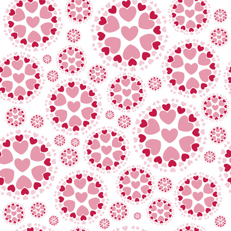 Seamless Pattern from Round Shapes with Hearts on the White Background. Ideal for Paper Print, Fabric Print, Web Usage.のイラスト素材