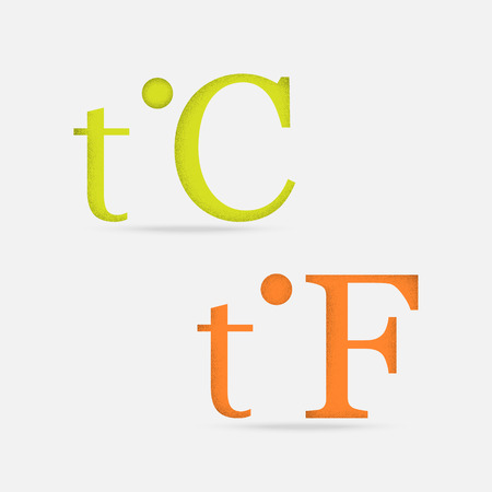 Icons of the Celsius and Fahrenheit Temperature Signs Made in Color and with Textured Edge. Vector EPS 10のイラスト素材