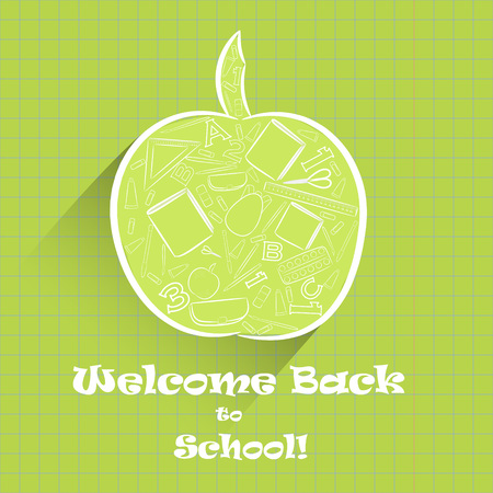 Apple Shape with School Stuff Insideのイラスト素材