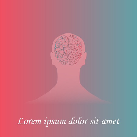 Human Brain in Mans Silhouetteのイラスト素材