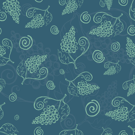Vintage Seamless Pattern with Grape Bunchesのイラスト素材