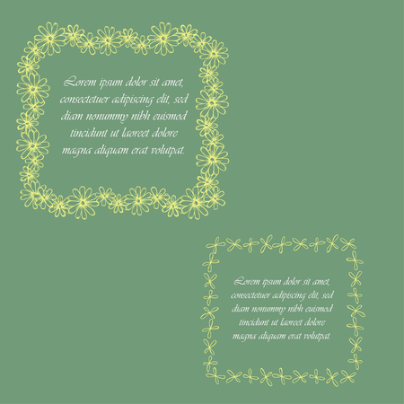 Two Colored Floral Frames vector illustration.のイラスト素材