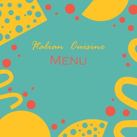 Mimimalistic Background with Styled Italian Cuisine Food made as Simple Shapes. Frame Made of Pasta, Cheese and Tomato Shapes.のイラスト素材