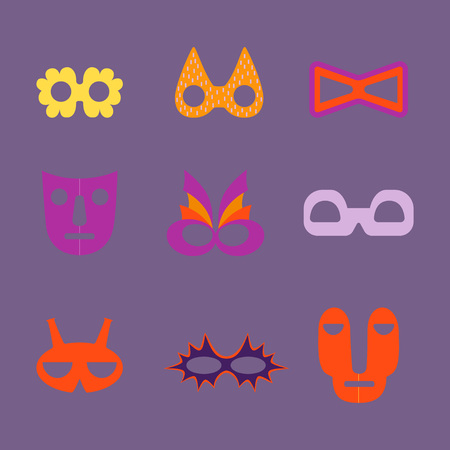 Set of Different Carnival and Tribal Masksのイラスト素材