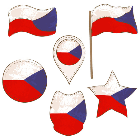 Flag of the Czech Republic Made in Various Shapesのイラスト素材