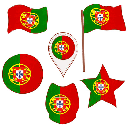 Flag of the Portugal Performed in Defferent Shapesのイラスト素材