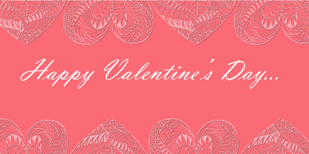 Valentine Day Flyer with Ornated Zentangle Heartsのイラスト素材