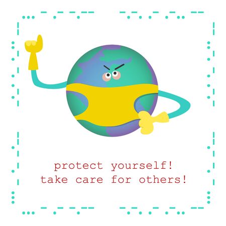 Isolated Earth character wearing mask and glovesのイラスト素材