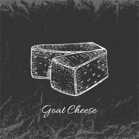 Hand Drawn White Vintage Cheese on Dark Backdropのイラスト素材