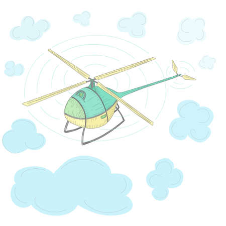 Drone with Single Rotor Flying in the Skyのイラスト素材