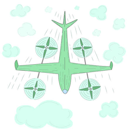 Hybrid VTOL Drone Flying in the Skyのイラスト素材