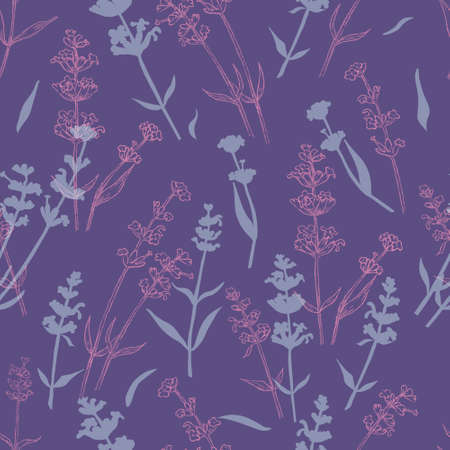 Seamless Pattern with Colored Parts of Lavenderのイラスト素材