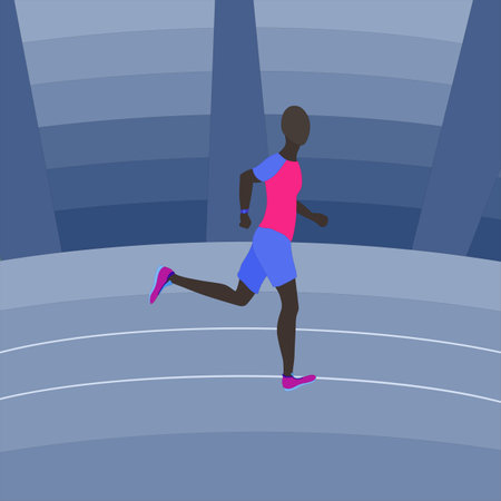 Man Athlete Running on the Stadium Trackのイラスト素材