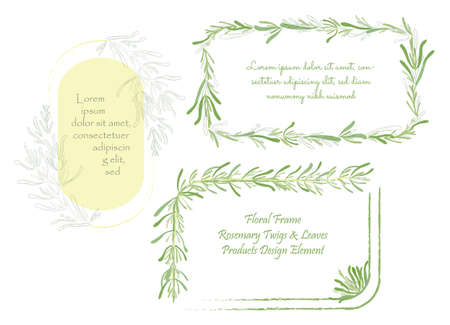Three Vintage Frames with the Rosemary Twigsのイラスト素材