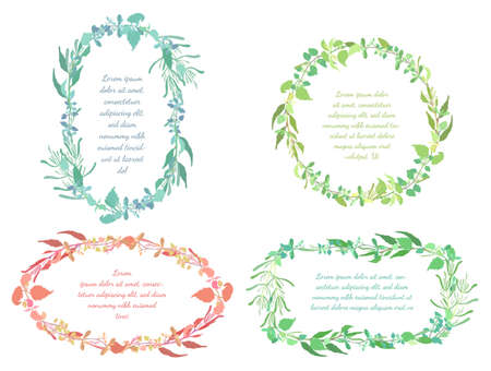 Vintage Frames with the Five Culinary Herbalsのイラスト素材