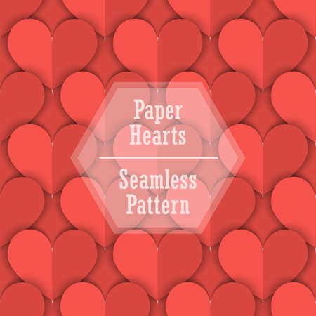 Seamless Pattern of Red Tint Paper Heartsのイラスト素材