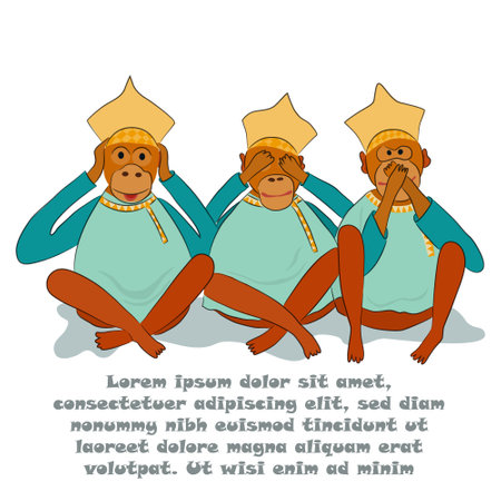 Conceptual vector with monkeys in Russian clothesのイラスト素材