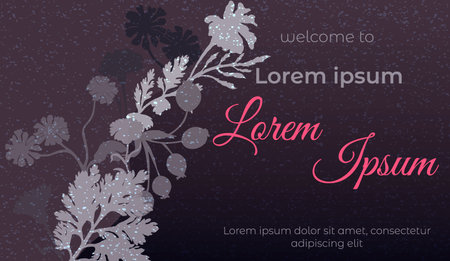 Banner with sample text and floral compositionのイラスト素材