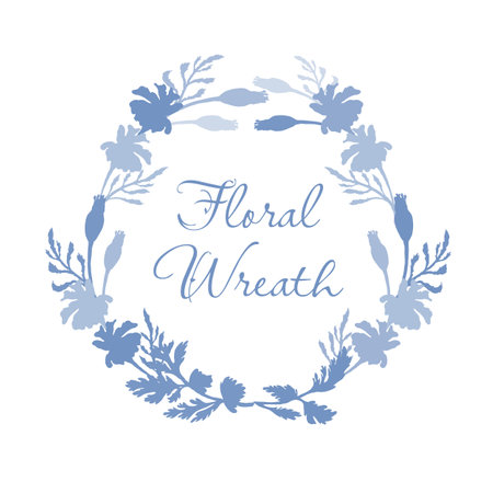 Isolated wreath with hand drawn garden flowersのイラスト素材