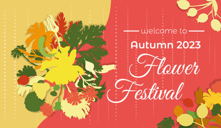 Banner with sample text and floral compositionのイラスト素材