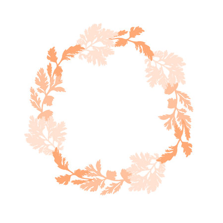 Isolated wreath with hand drawn flower leavesのイラスト素材