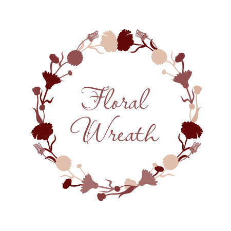 Isolated wreath with hand drawn garden calendulaのイラスト素材