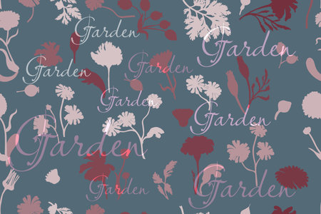 Seamless pattern with hand drawn garden flowersのイラスト素材