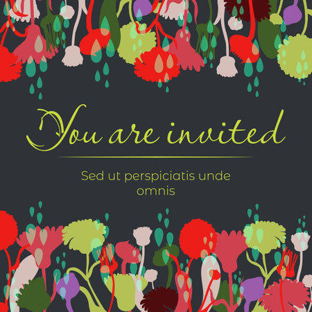 Isolated frame with hand drawn garden flowersのイラスト素材