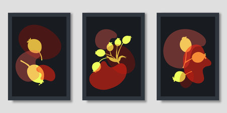 Vector minimalistic cards with plant partsのイラスト素材