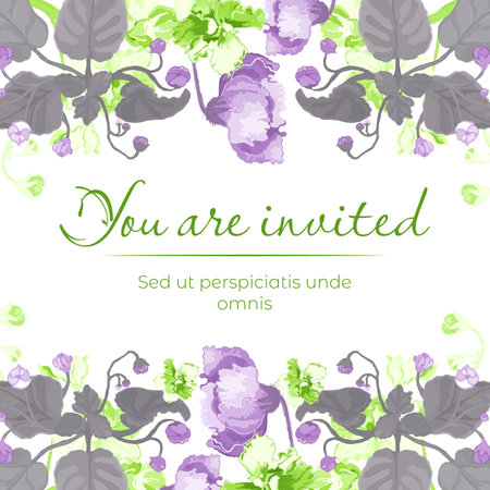 Isolated frame with the house plants in full bloomのイラスト素材