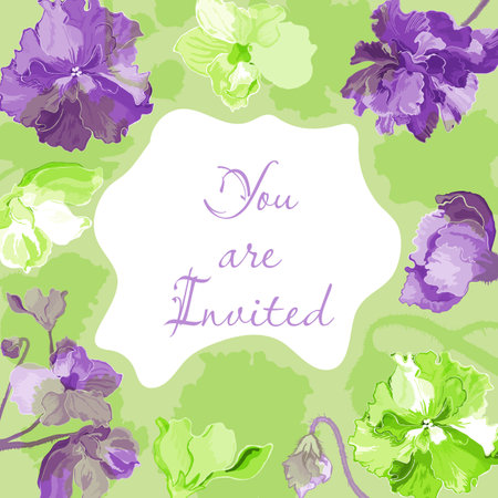 Hand drawn greeting card with plant partsのイラスト素材