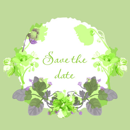 Vector garden illustration with delicate violetsのイラスト素材