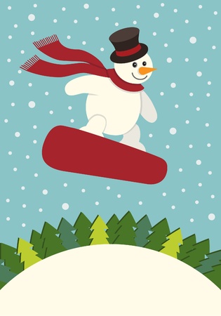 Snowman Snowboardingのイラスト素材