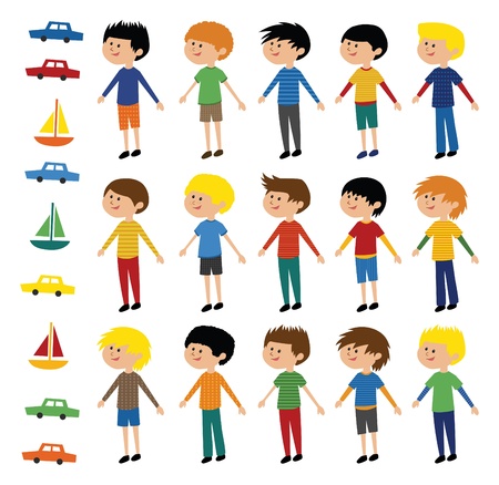 Collection of Vector Boysのイラスト素材