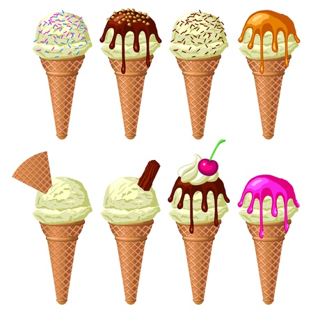 Ice Cream Cones Toppingsのイラスト素材