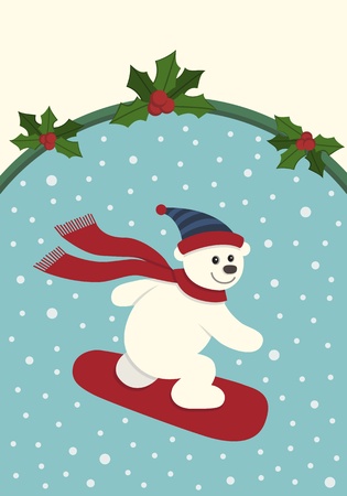 Snowboarding Polar Bearのイラスト素材