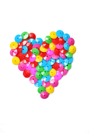 The colorful of stud that is in heart shapeの写真素材